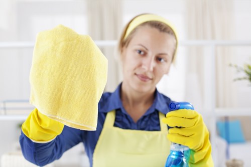 Carpet cleaning technician preparing equipment in a safe Uxbridge property