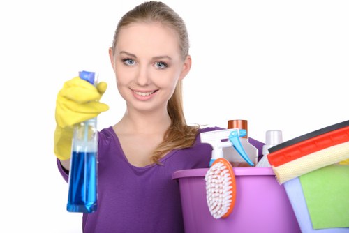 Cleaning technician completing a carpet care service